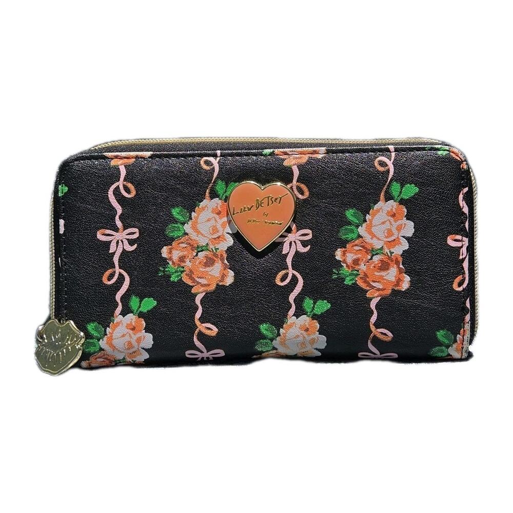 BETSEY JOHNSON Pink Roses Ribbon Cross-Body Purse Clutch Bag No Strap